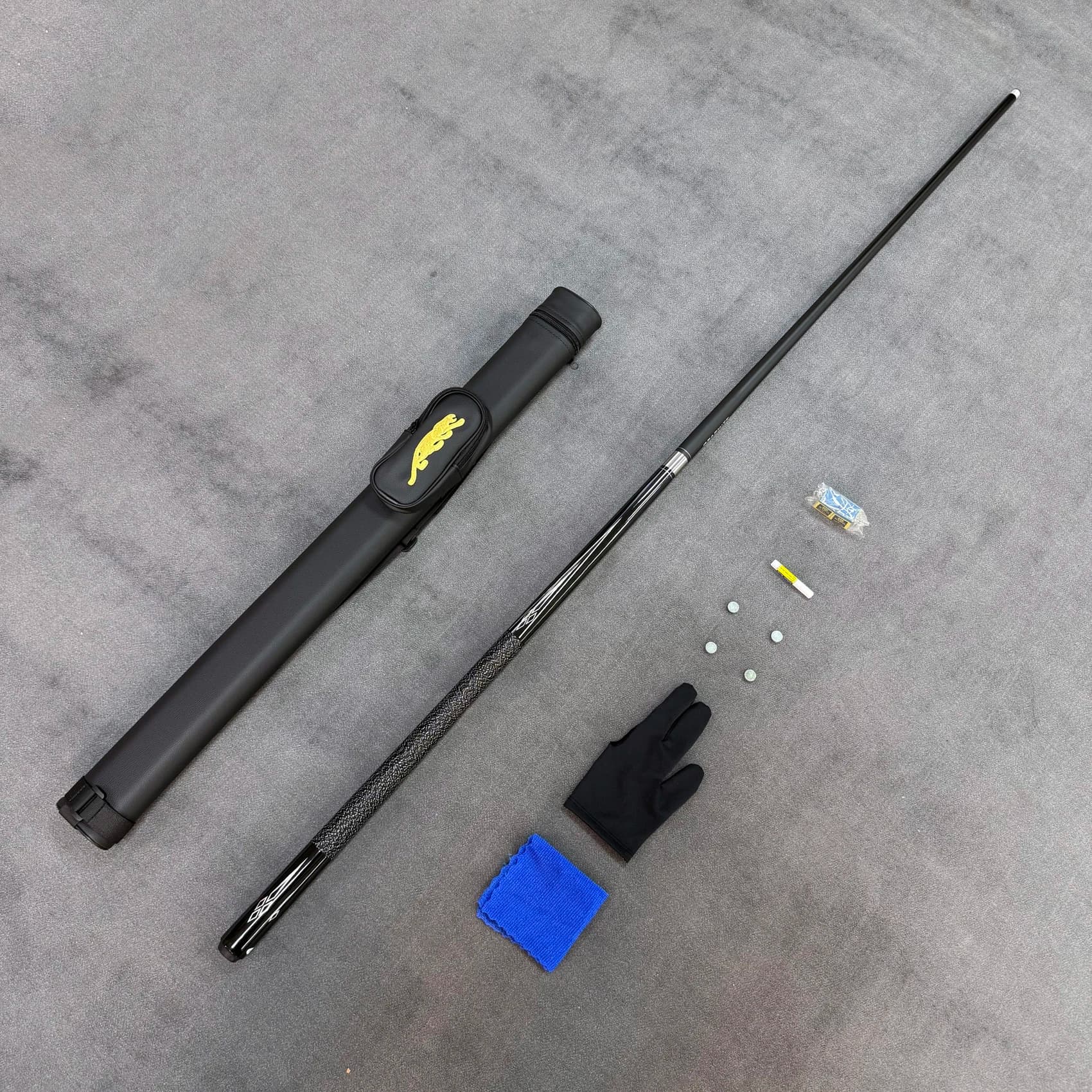 12.5mm High-Tech Fiberglass Billiard Cue, Glossy Coating & Hand Wrapped Non-Slip Grip, Complete Set