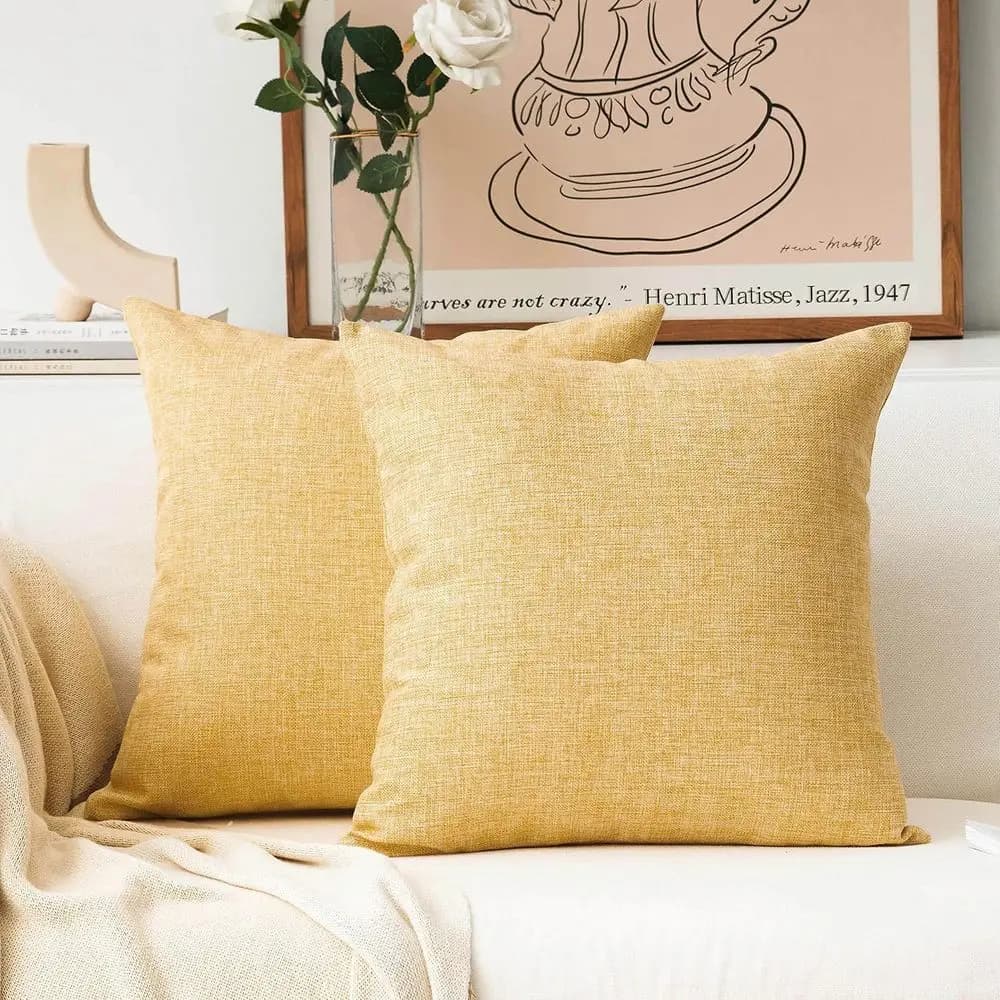 Home Bright Yellow Autumn Pillow Sheets Decorative Linen Pillow Sheets Large Size Euro Shams for Panca Sofa Outdoor Sofa Chai for Interior