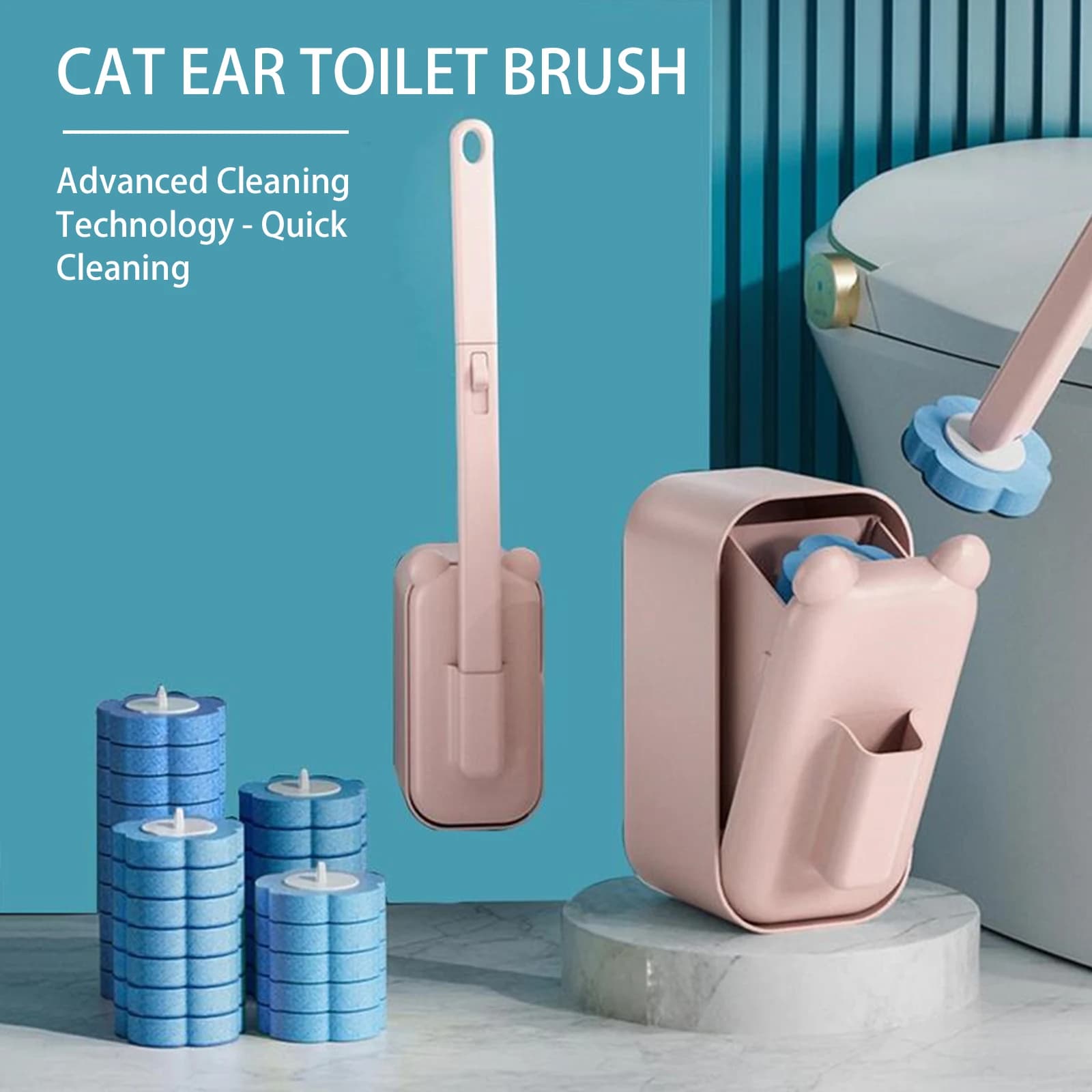 Set of Cleaning Brushes with 36 Spare Parts and Wall Mount Holders, Toilet Brush with Long Handle for Lavabi, Mirrors and Glasses