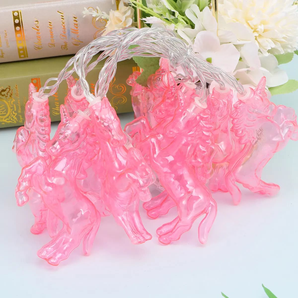 1 pz. 15M Luci a Stringa Unicorno Rosa LED Decorative per Natale, Matrimoni, Feste, Giardino, Casa, Patio, Festival, Romantiche
