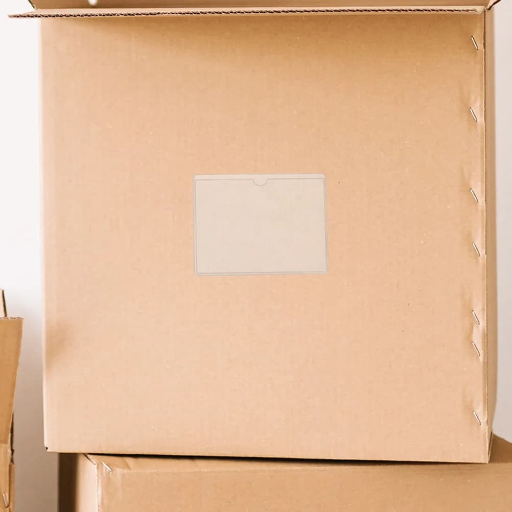 5 Pezzi Porta Carte in Plastica Trasparente Riutilizzabili, Tasche per Schede con Etichette Autoadesive per Ufficio, Scuola, Biblioteca, Negozio, Parcheggio