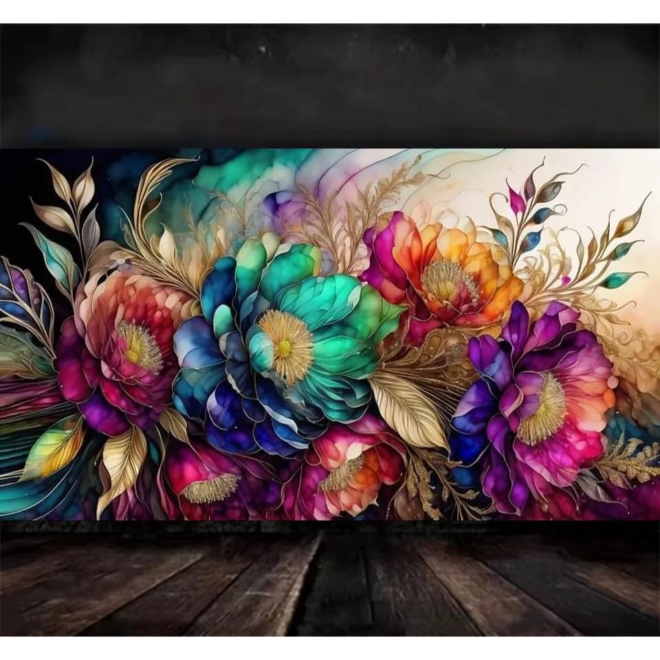 Adult 5D Diamond Painting DIY Large Flowers Full Square round Rhinestone Mosaic Embroidery Cross Stitch Wall Decor Kit