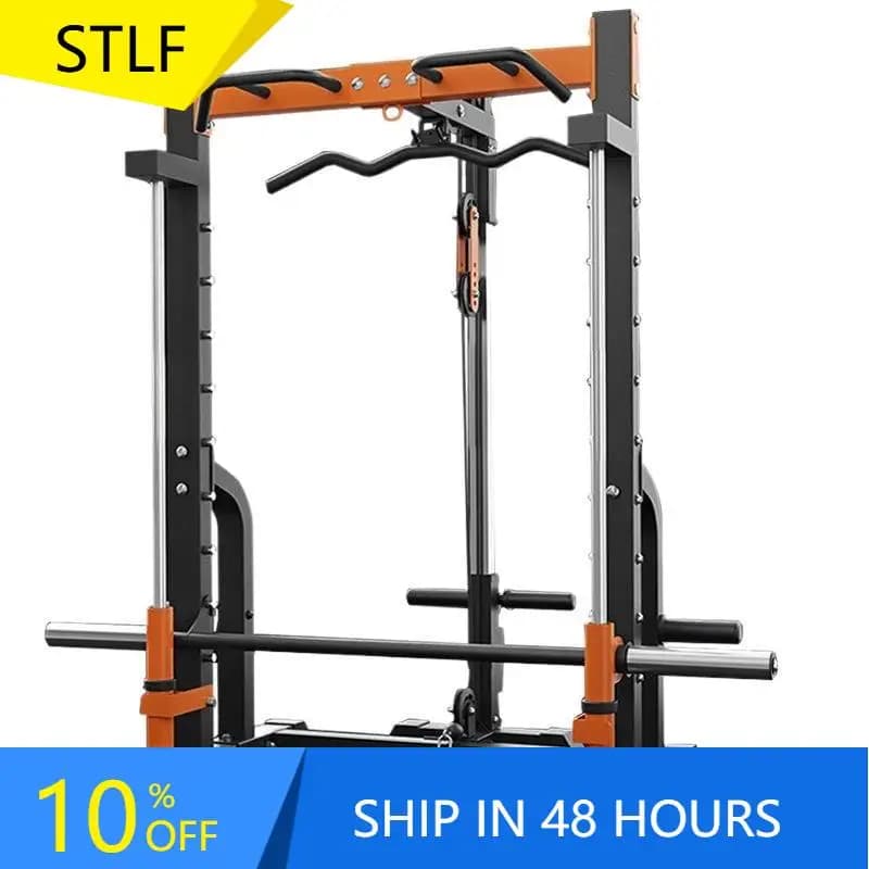 YTYIN Fitness Smith Machine Squat Rack Essential Series with Pulley System, Traction and Body Strength Training Bar