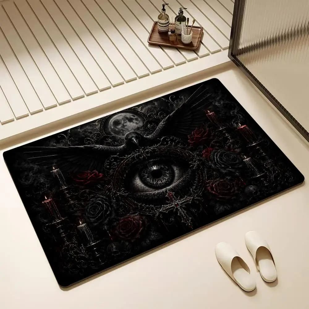 Dark Gothic Eye Floor Mat Diatomite Bath Mat – Highly Absorbent, Non-Slip, Quick-Drying Bathroom Rug