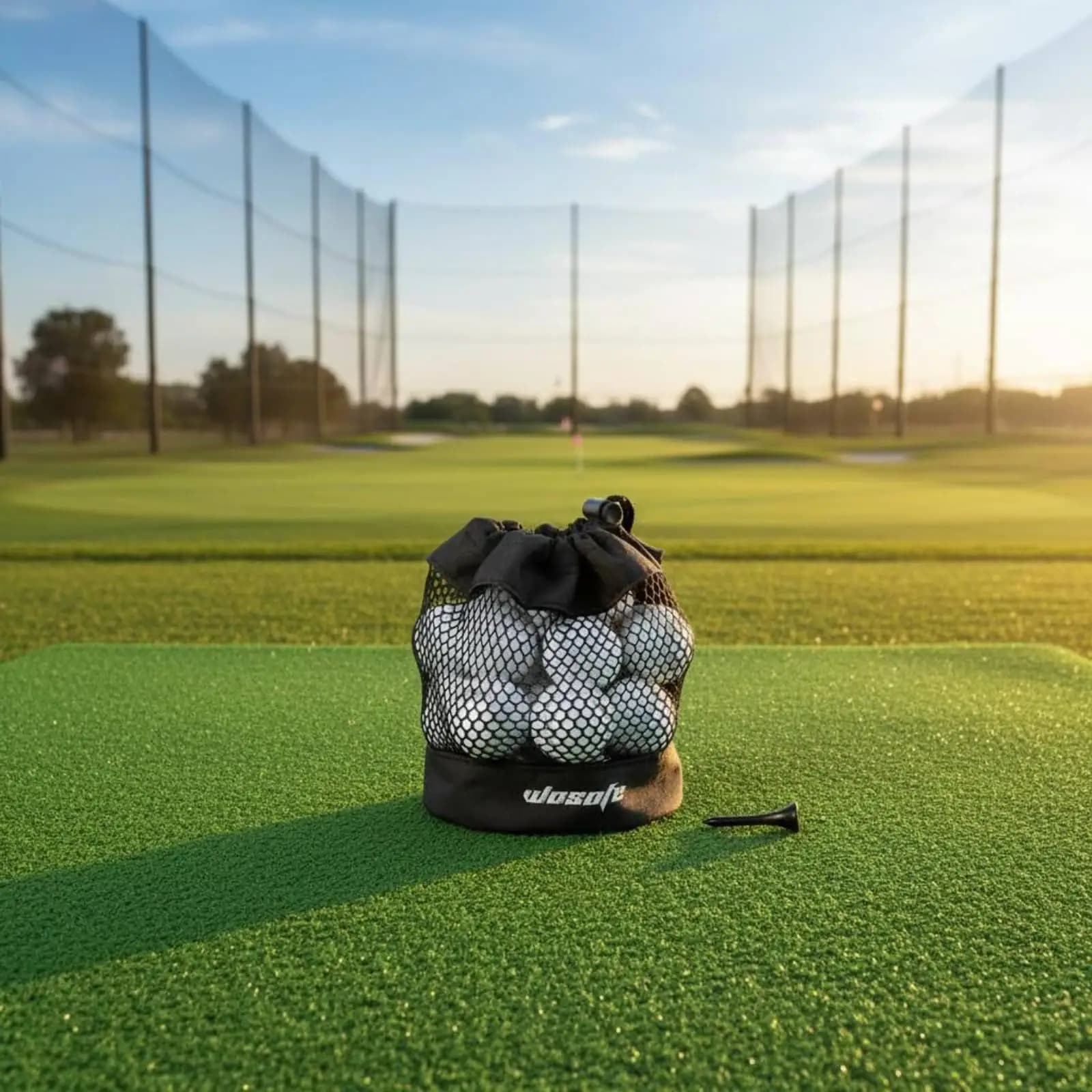Golf Ball Net Bag with Hook Golf Ball Storage Bag Breathable Mesh Storage Sack for Golfers, Practice Range, Travel
