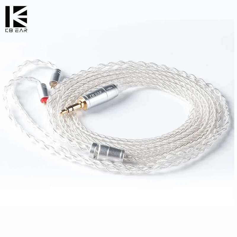 KBEAR 8 Core cavo auricolare cablato argento aggiornato 2pin/MMCX/QDC cuffie da gioco auricolari cuffie KBEAR KS1 KS2 TRI Meteor IEMs