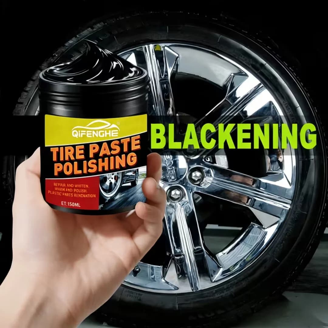 Pasta Lucidante per Pneumatici Auto 150ml - Lucidante per Pneumatici e Rivestimento Rinnovante per Parti in Plastica - Finitura Nera Lucida a Lunga Durata per Pneumatici Auto