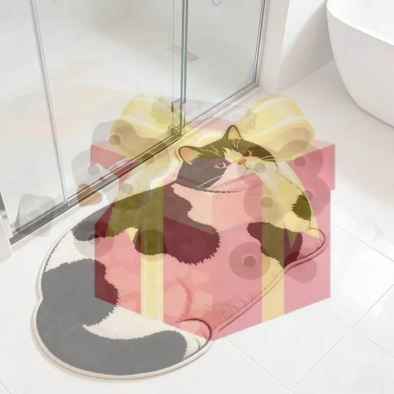 【HG】3D Cat Shaped Diatomite Bath Mat High Absorption Non Slip Quick Dry Entryway Floor Pad Household Home Textiles Bath Mat
