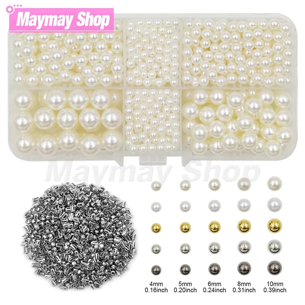 850 pz Perline Acrilico Perle D'imitazione Perle 4-10mm Perle Non Porose Per Cappelli Scarpe Vestiti Borsa Cucito Progetto FAI DA TE