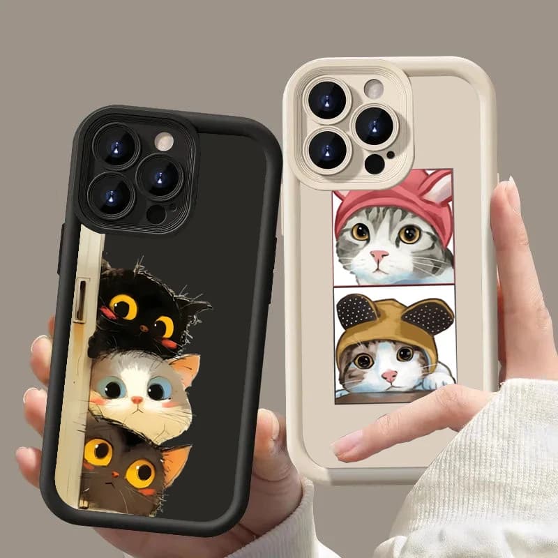 Funny Cartoon Cat Silicone Soft Phone Case For Xiaomi Mi 15 14T 14 13T 13 12 11 Lite 4G NE Poco X6 X5 X3 F5 F6 M6 X7 Pro Cover