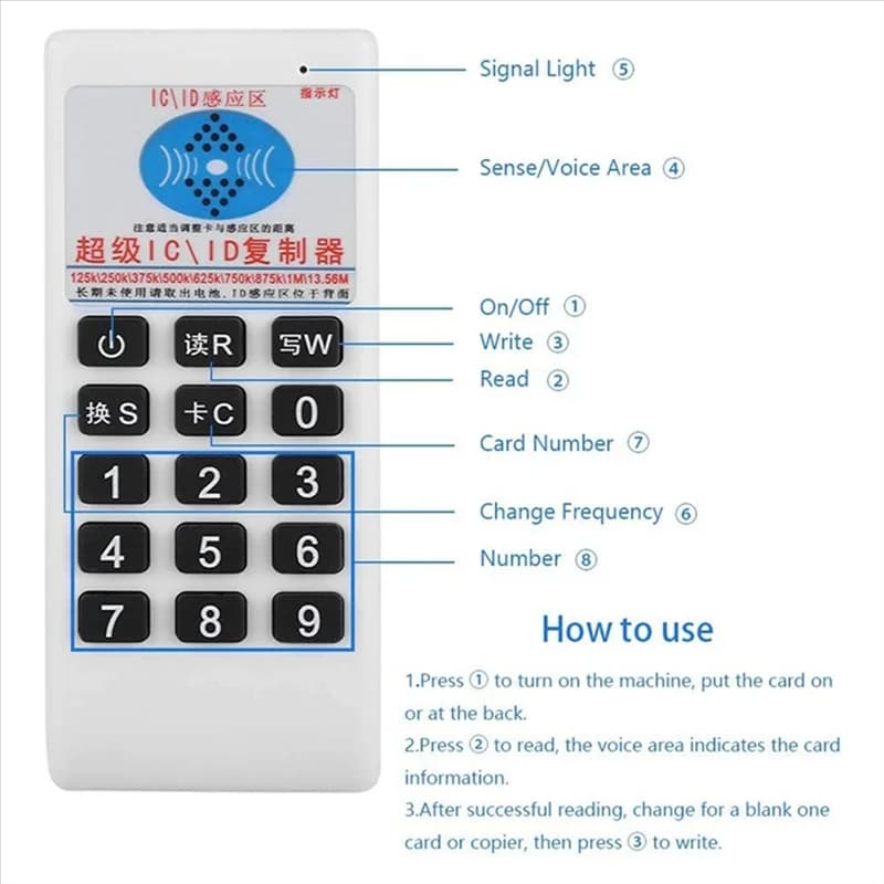 Lettore e scrittore di schede IC RFID NFC B50C + 5XUID Card 125Khz-13.56MHZ Duplicatore Lettore di smart card RFID Duplicatore ID IC