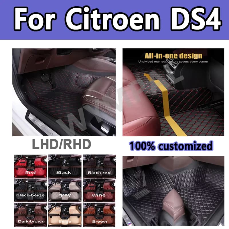 Luxury Car Floor Mats For Citroen DS4 DS 4 NX 2010~2018 Anti Dirty Pad Rugs Leather Mat Waterproof Carpets Accessories Durable