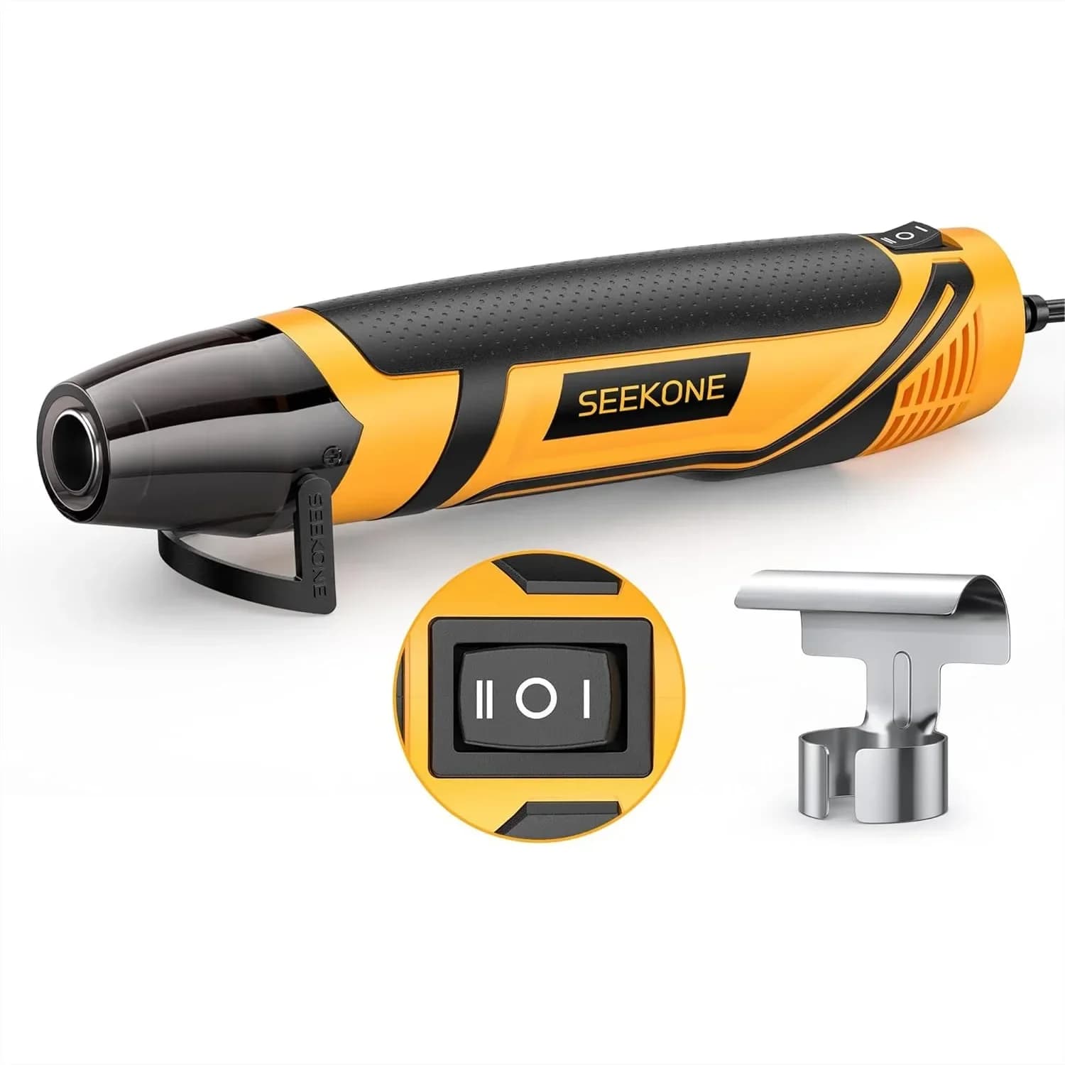 Mini pistola termica 350W a doppia temperatura 500 ° F 842 ° Strumento ad aria calda a riscaldamento rapido con ugello riflettente e cavo da 1,5 m, protezione da sovraccarico per lavorazioni artigianali, pellicole in vinile e tubi termoretraibili