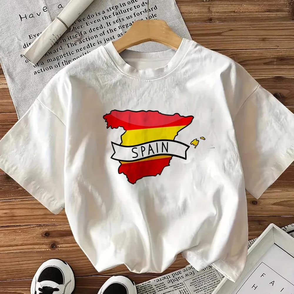 Spain tshirt teen University Digital 80s Grunge Punk Y2k shirt Breathable Pop Culture Gothic kawaii Pastel Punk