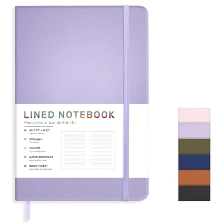 Lined Journal Notebook for Women Men, 200 Pages A5 Hardcover Leather Journals for Writing, Travel, School, Office, Work, Busine