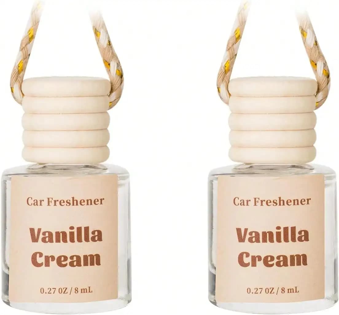 Diffusore di profumo per auto, Deodorante per auto da appendere, Deodoranti per auto a lunga durata, Diffusore di oli essenziali, Olio profumato alla vaniglia e crema, 2 pezzi