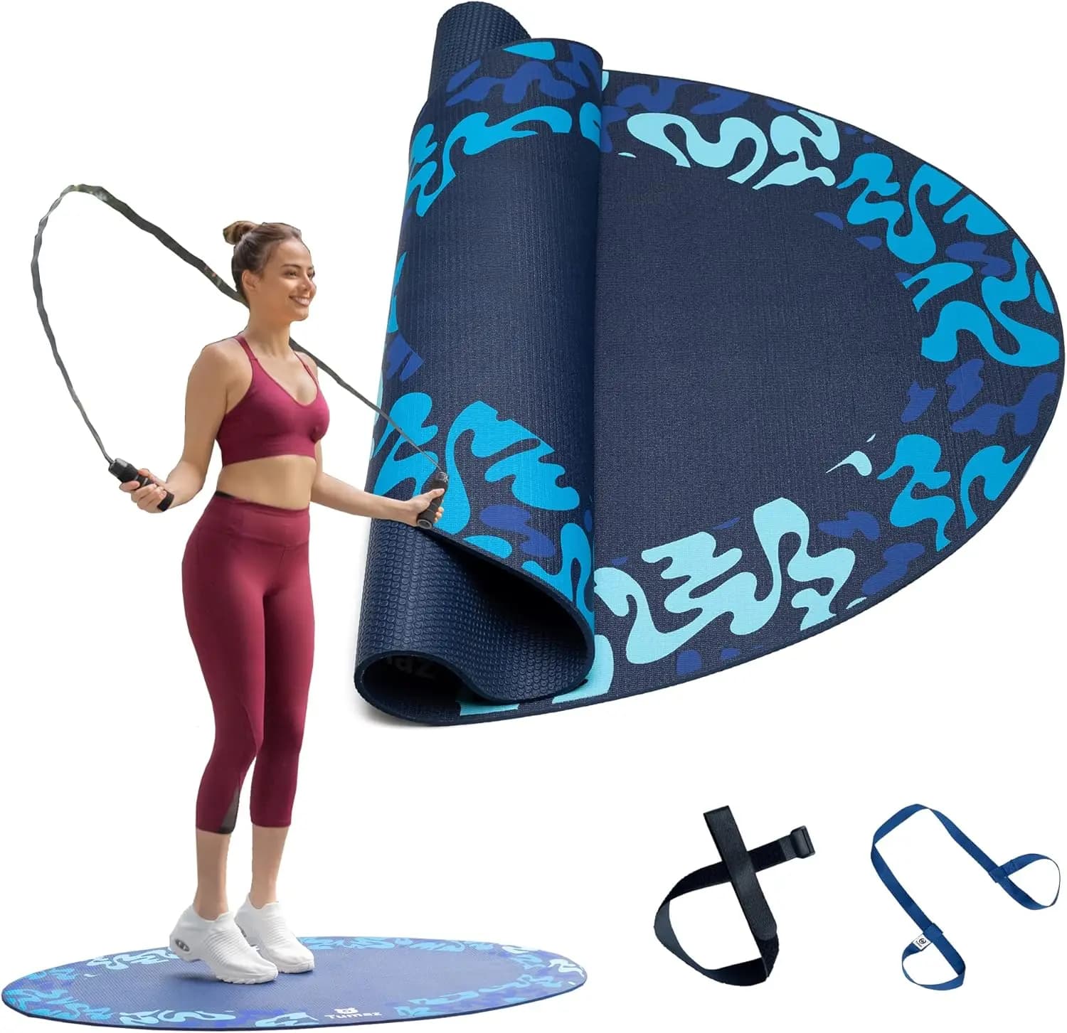 Tappetino per corda per saltare, tappetino per esercizi Indoor Outdoor 54 ''x 36'', tappetino per corda per saltare antiscivolo spesso 6mm per corda per saltare, Yoga, Pilates, an