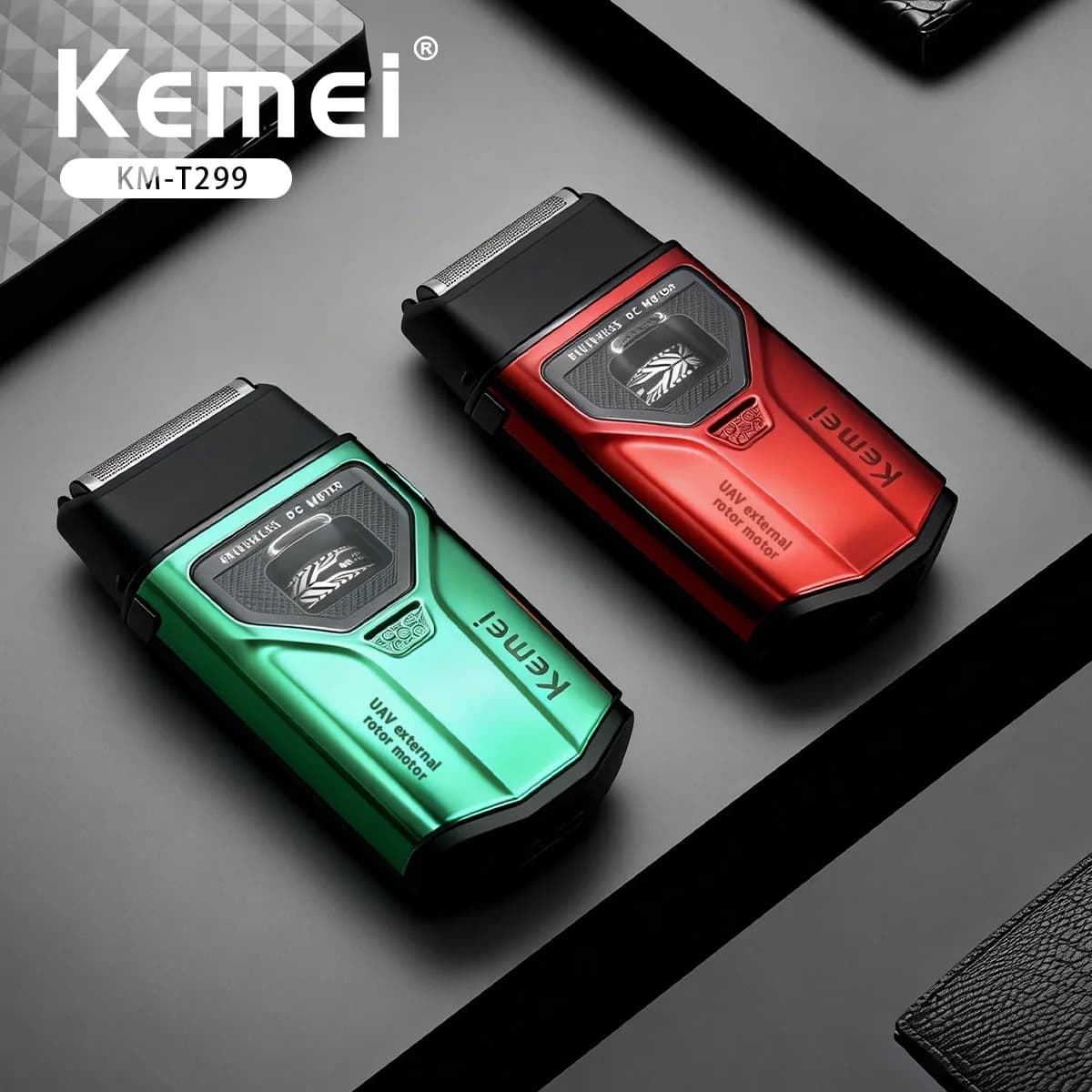 Kemei Rulebarba Professional double-sided Razor with LCD display Brushless external rotor motor Adjustbarba man KM-T299
