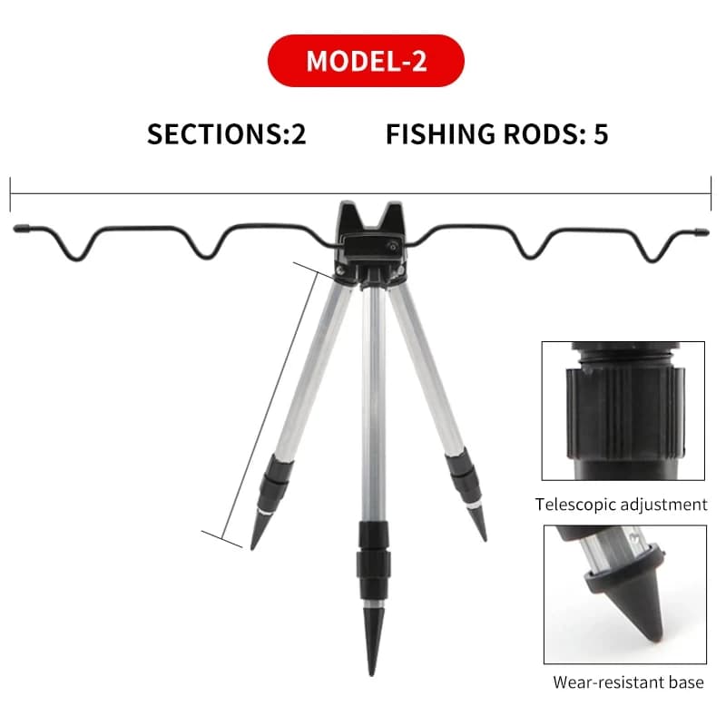 Support Telescopic 3 Sections for Fishing Cane, Tripod for Sea Cane, Base Cane Holder with Frame