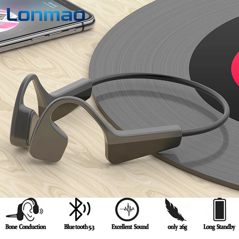 Auricolari Wireless a Conduzione Ossea Bluetooth 5.3, Cuffie Aperte Sportive Impermeabili con Ganci Auricolari e Fascia per la Testa