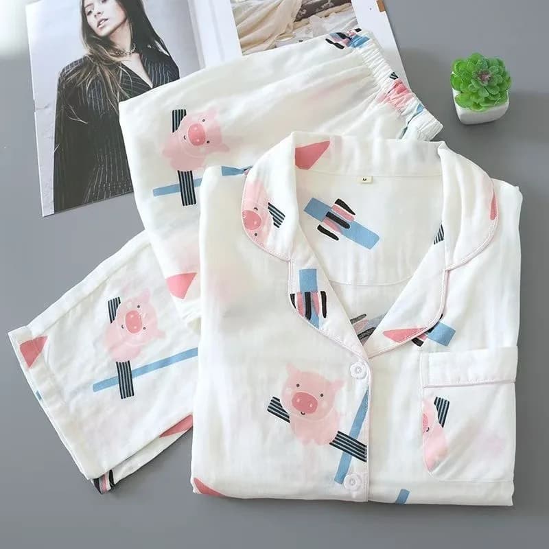 Women Pajamas Set Student Girls Spring Autumn Lady Pajama Set Cloud Cotton Long Sleeve Pants Lightweight Summer Loungewear Set