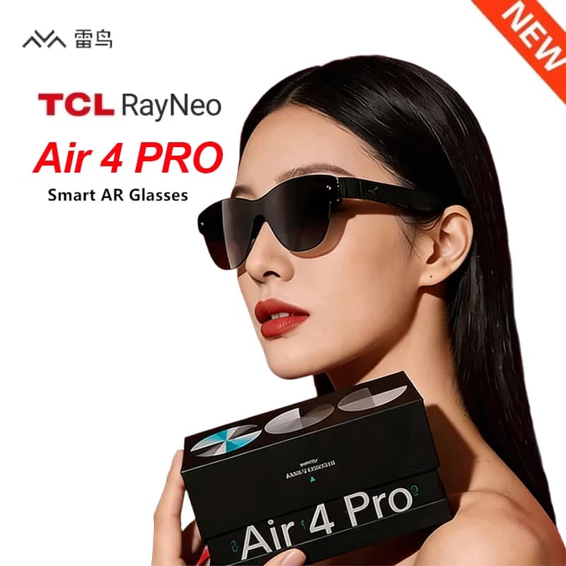 Occhiali AR Intelligenti TCL RayNeo Air 4 PRO/Air 3S, Controllo Vocale 3G, Cattura Video 4K, TV Tascabile 120Hz, 1200nits, Cinema Privato 3D HD