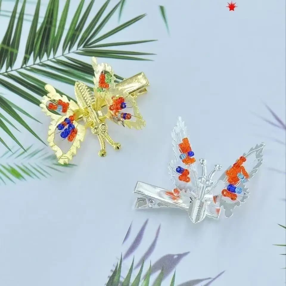 Shaking Wing Butterfly Hair Barrettes, Color Beaded Butterfly Hair Clip, Fashion Ornament for Women Girls