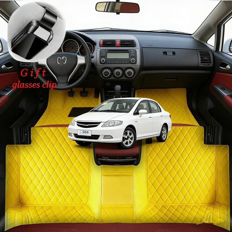 Tappetini per auto di lusso personalizzati per Honda City/Fit/Everus S1 Saloon 2003-2008, accessori auto, tappeti, coperture per guida a sinistra/destra