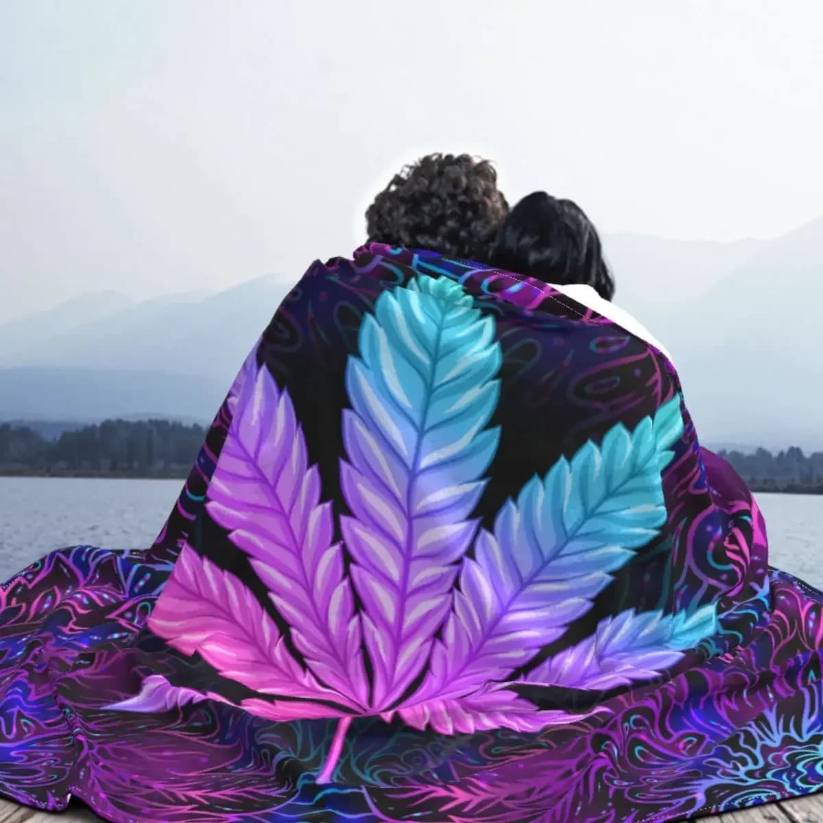Coperta lavorata a maglia con foglie al Neon Fleecea Weed Leaf coperta Ultra-morbida per copriletto divano auto