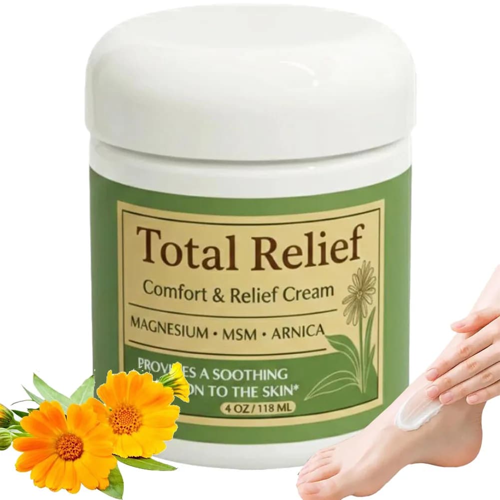 Crema al Magnesio Total Relief, Lozione Delicata Idratante al Magnesio per Comfort Quotidiano, ad Assorbimento Rapido per Ginocchia e Piedi