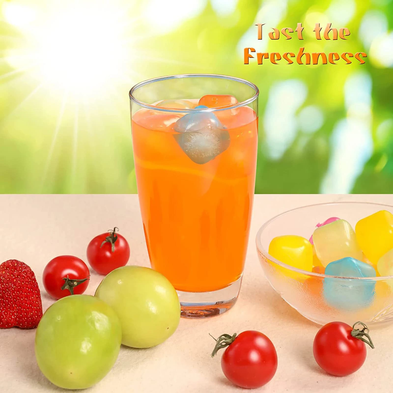 24PCS Reusable Plastic Cooling Ice Cube Quick Freezing Food Grade Fake Ices Cubes Water Square Mold for Bar Coffee Wine Cocktail