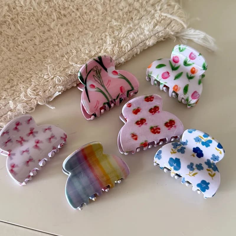 Broken flower series small grab clip advanced sense retro simple hairpin female back head hair accessories shark clip