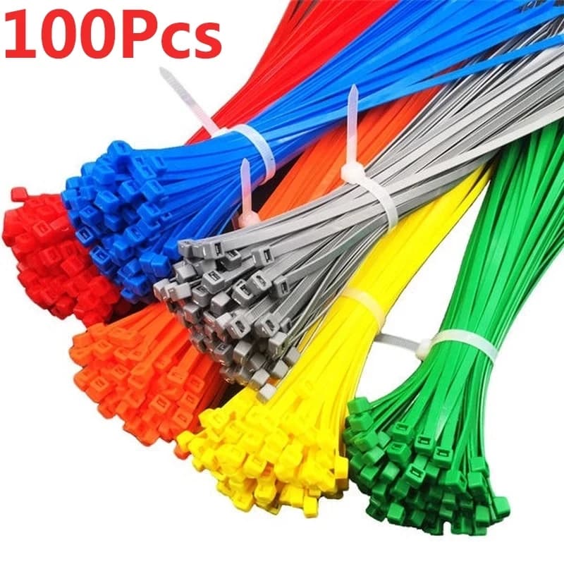 100 pezzi di filo di Nylon autobloccante regolabile 3x100mm fascette per cavi fascette per cavi organizzatore fissare il cavo verde rosso blu giallo