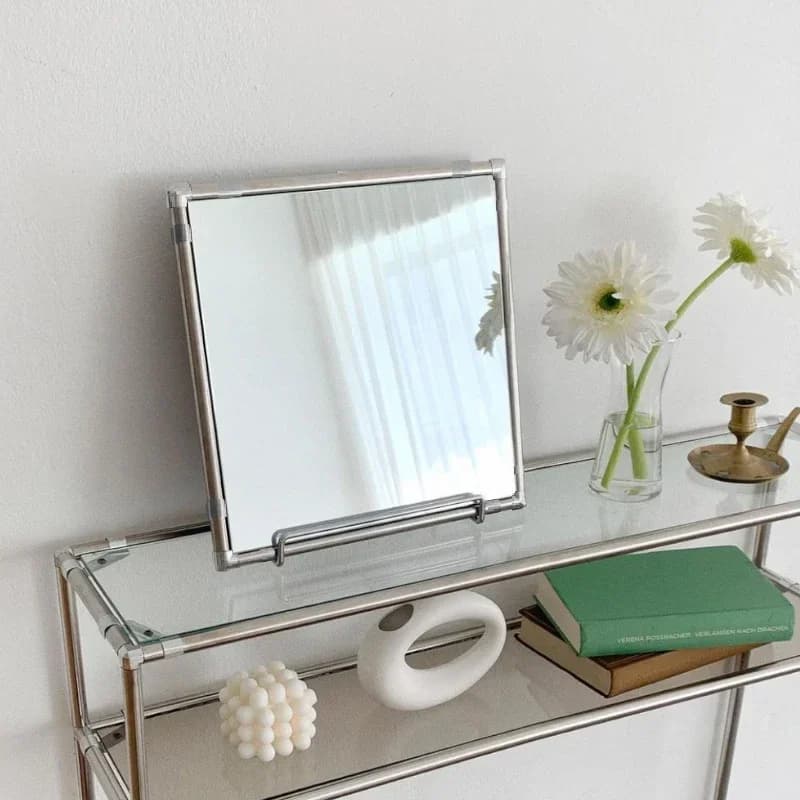 Specchio rettangolare Camera da letto nordica Piccolo design moderno di lusso Specchio per trucco portatile per ragazze Decorazione della stanza del bagno