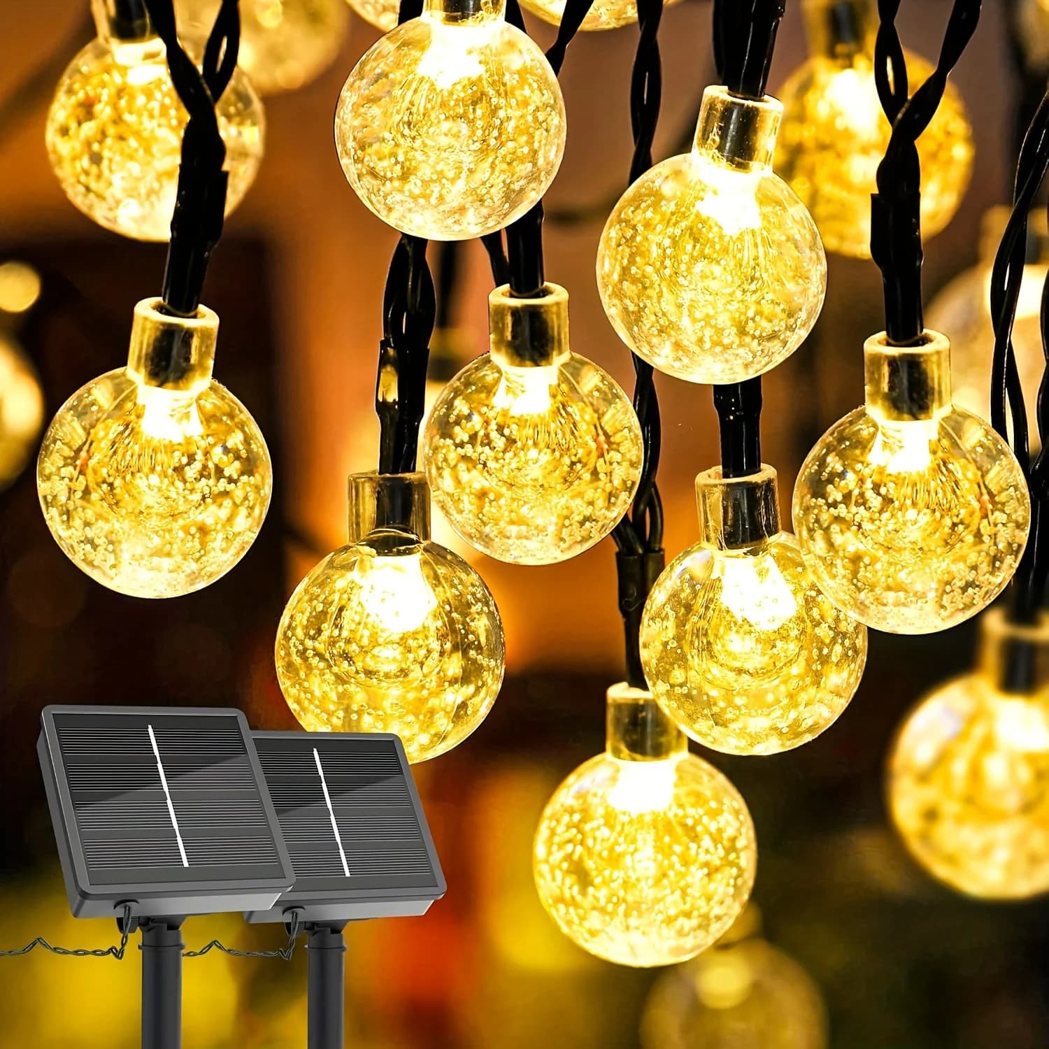 Palla di bolle di Natale LED Fata String Light Ghirlanda decorativa esterna ad energia solare per l'illuminazione domestica di nozze del giardino dell'albero del cortile