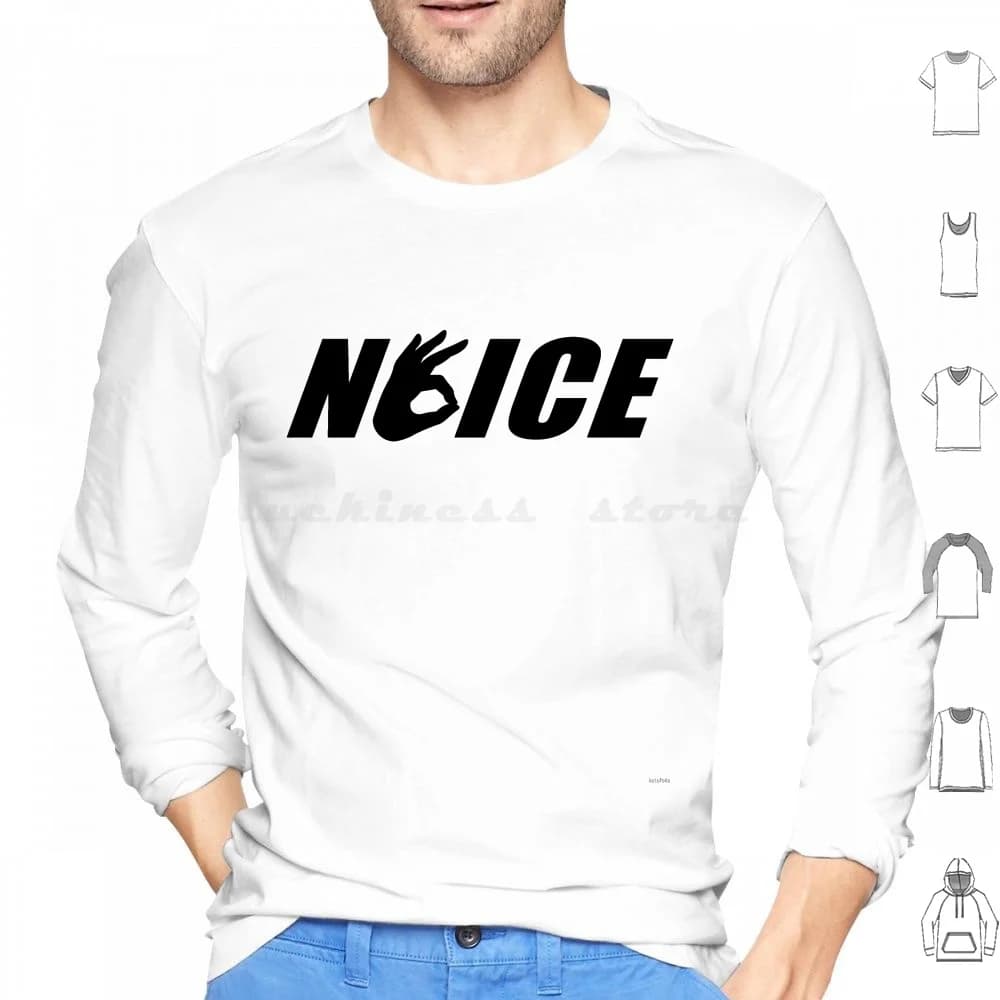 Molto Noice Felpe con cappuccio a maniche lunghe Noice Nice No Ice Cool Hip Rad Ok Mano Nero Bianco Tipo Tipografia Skate Street Punk Edgy