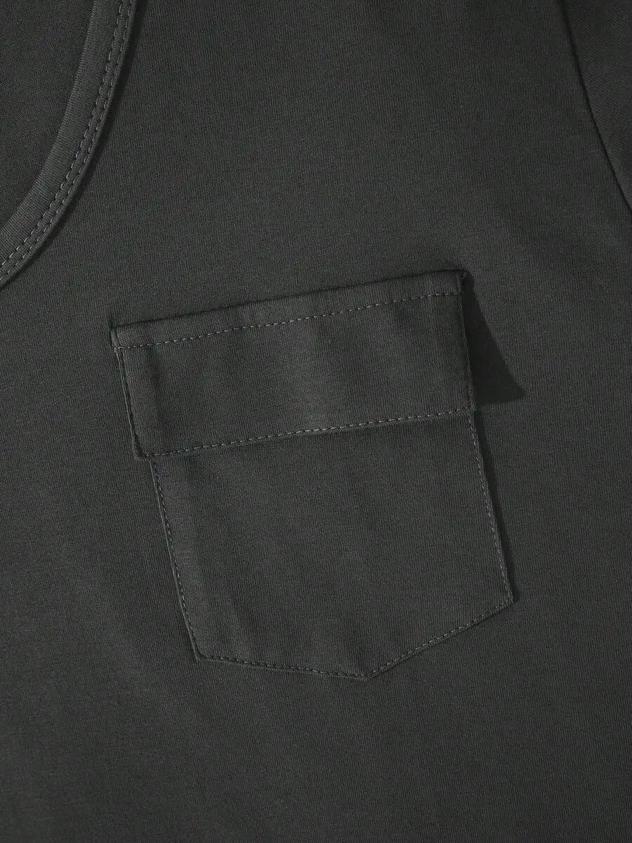 T-Shirt da Uomo 100% Cotone con Scollo a V, Maniche Corte e Tasca sul Petto