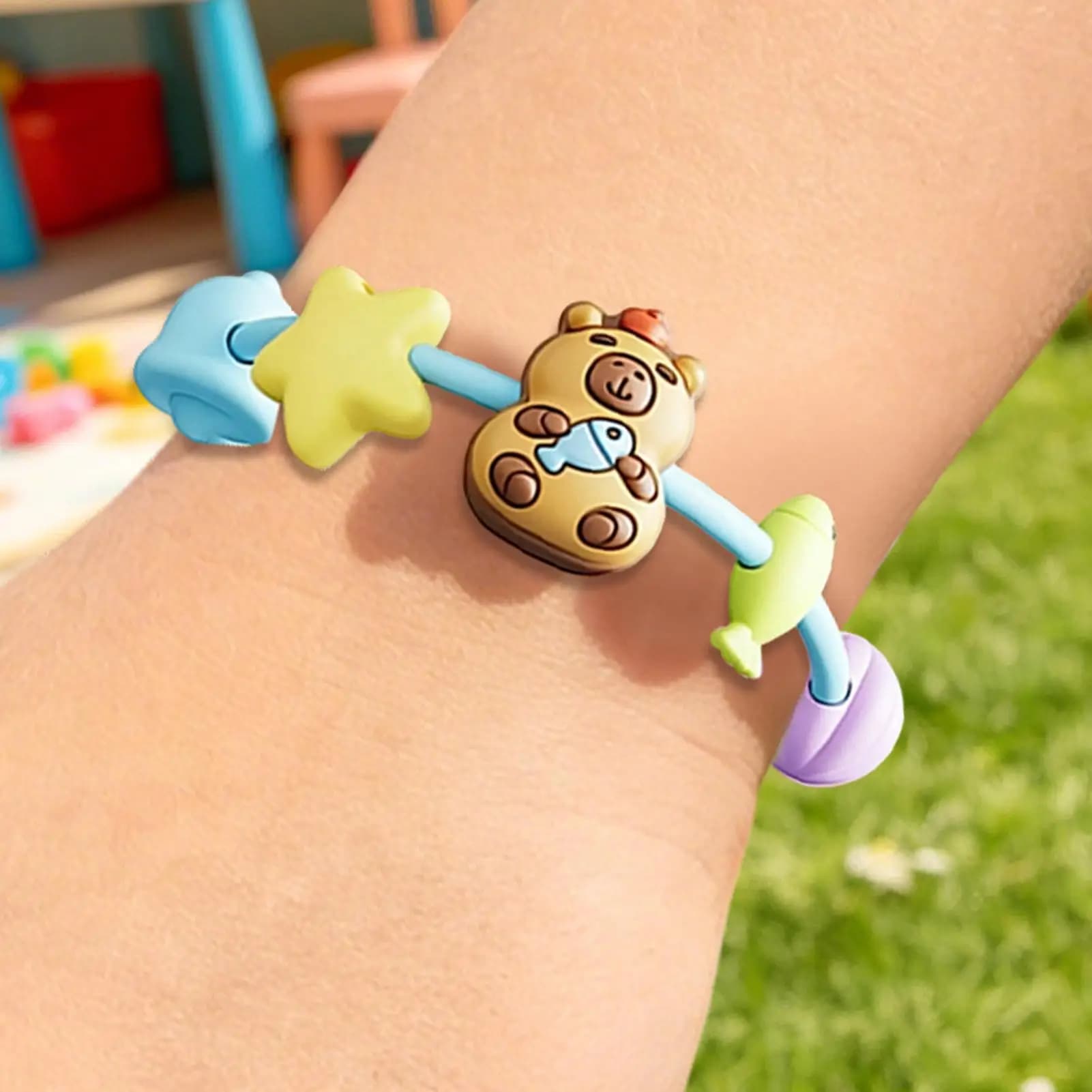 Braccialetto antimosche per bambini, portatile, carino, con perline, braccialetto di protezione contro le mosche per bambini, per campeggio, viaggi all'aperto