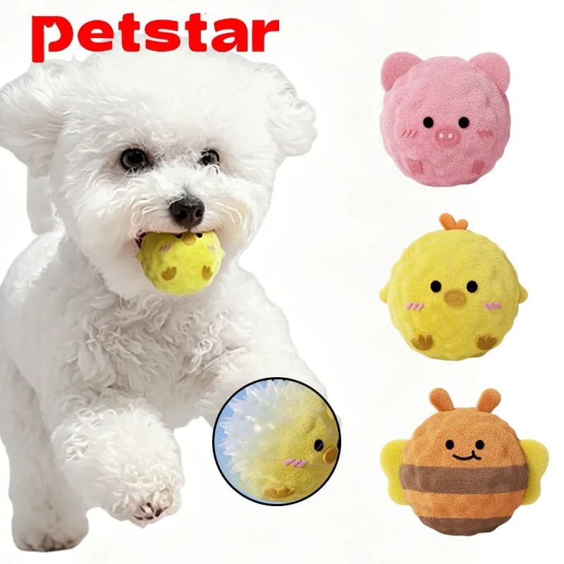 TPR Pet Toys Ball Animal Shape Plush Dogs Squeaky Chew Toy Puppy Bite Resistant Teeth Cleaning Interactive Toys Pets Supplies