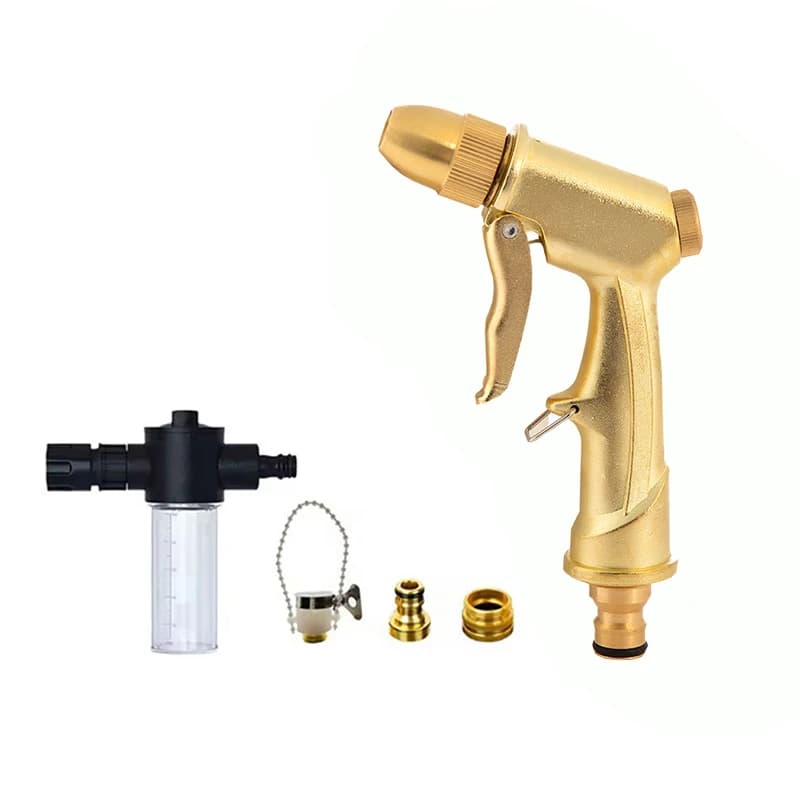Pistola ad acqua ad alta pressione con ugello in ottone per irrigazione giardino, lavaggio auto e pulizia multiuso