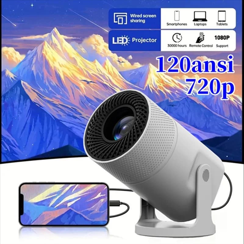 【A42U】 Mini proiettore portatile Proiettore 720P con keystone verticale automatico Rotazione 180 Supporto per telefono cellulare Stesso schermo