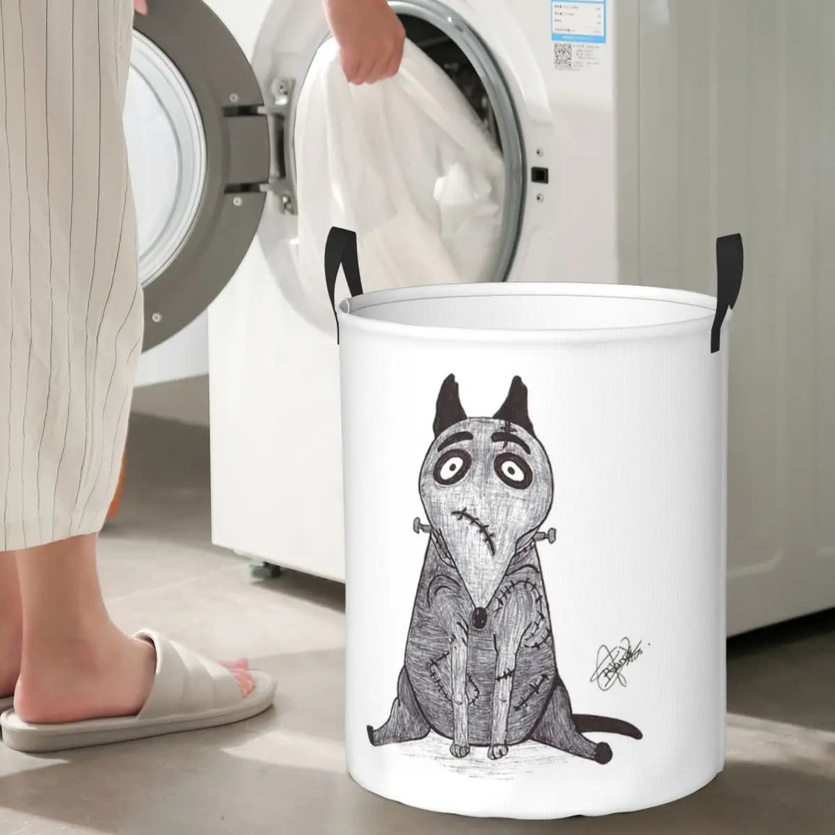 Cesti per la biancheria pieghevoli Sparky Dog Frankenweenie, cesto portaoggetti per vestiti sporchi e articoli vari, borsa grande impermeabile