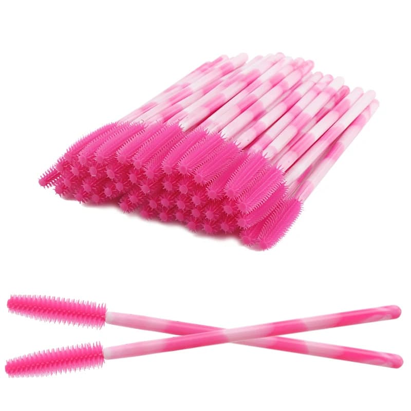50/100Pcs Disposable Silicone Eyelash Brush Colored Eye Lash Makeup Brushes Mascara Wands Applicator Eyelashes Extension Tool