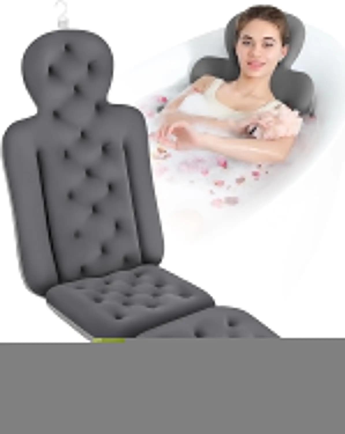Bathroom cushion, Bathtub cushion for whole body with 160 suction cups, Bathtub for head and neck support, with wash bag (Dear Grye, 5