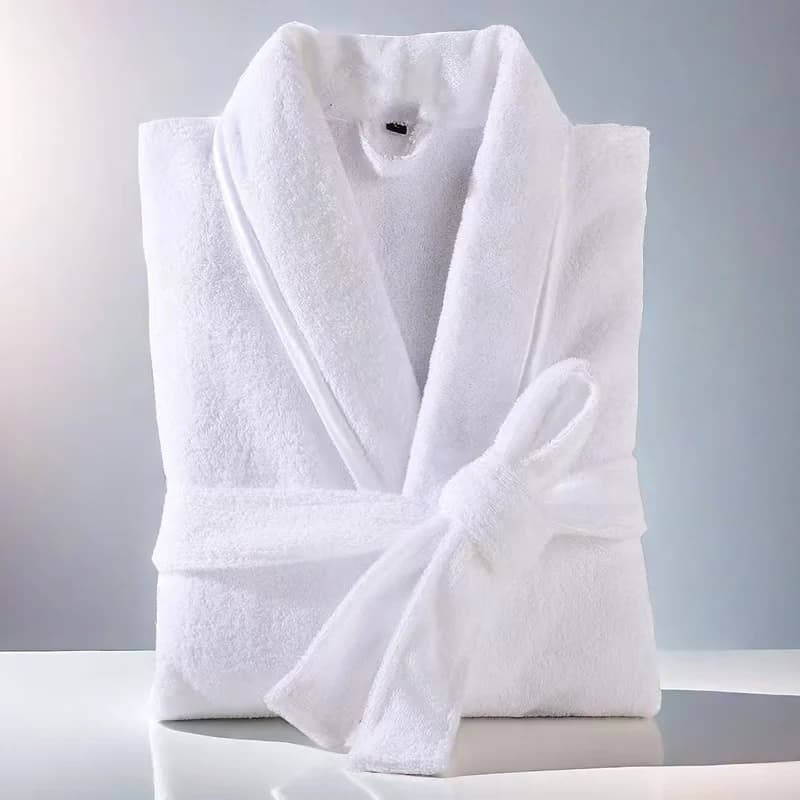 Asciugamano Accappatoio Uomo 100% cotone Indumenti da notte Kimono Accappatoi Vestaglia unisex Vestaglia lunga per doccia Abito da notte in spugna Bianco