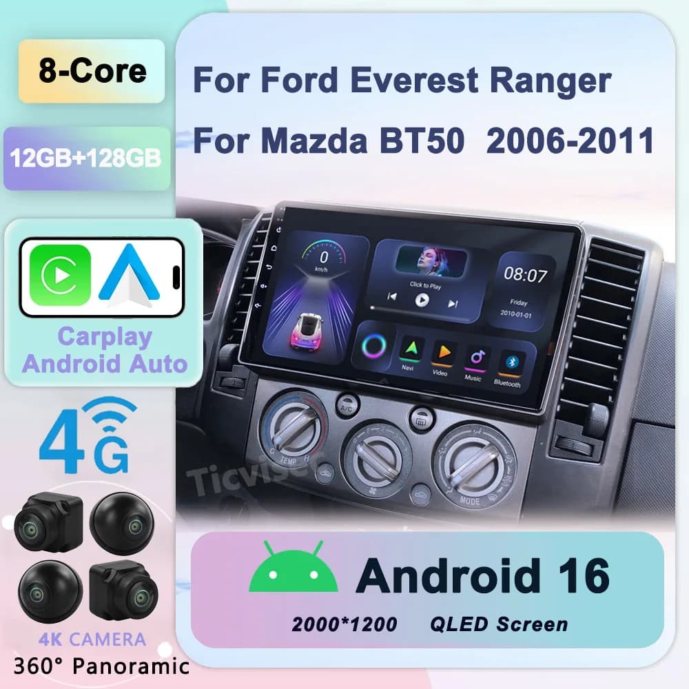 Autoradio per Ford Everest Ranger Per Mazda BT50 BT-50 2006-2011 2 Din Android Radio Schermo Lettore Multimediale Autoradio Testa