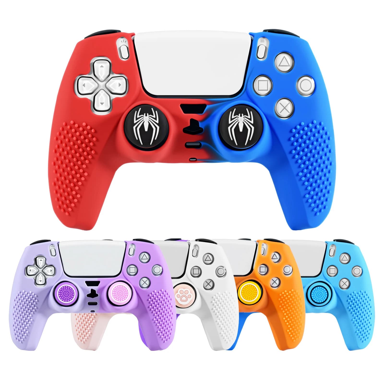 Cover Protettiva in Silicone Antiscivolo per Controller Playstation 5 PS5 con 2 Cappucci Grip