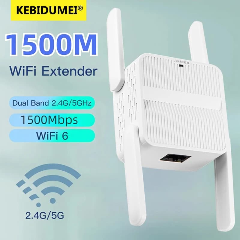 Ripetitore WiFi 6 5Ghz AX1500 Amplificatore di segnale extender 1500Mbps Dual Band 2.4G/5GHz Amplificatore di segnale Wi-Fi Rete a lungo raggio Facile