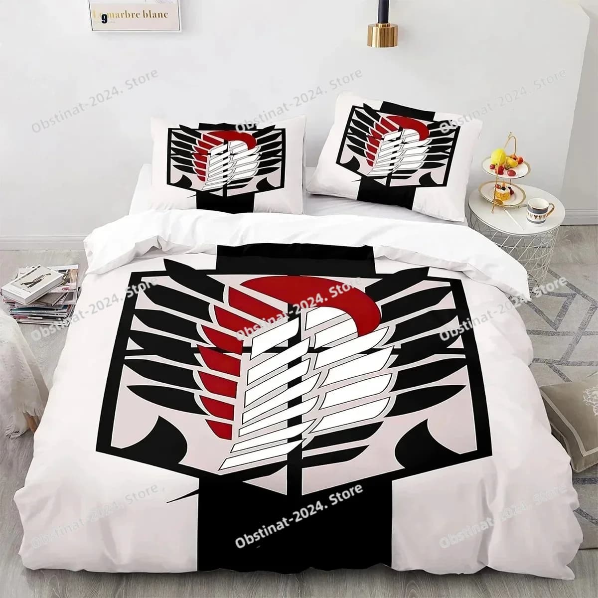 Set biancheria da letto con logo Anime Attack On Titan Copripiumino stampato Federa Set singolo doppio stile Queen King Size