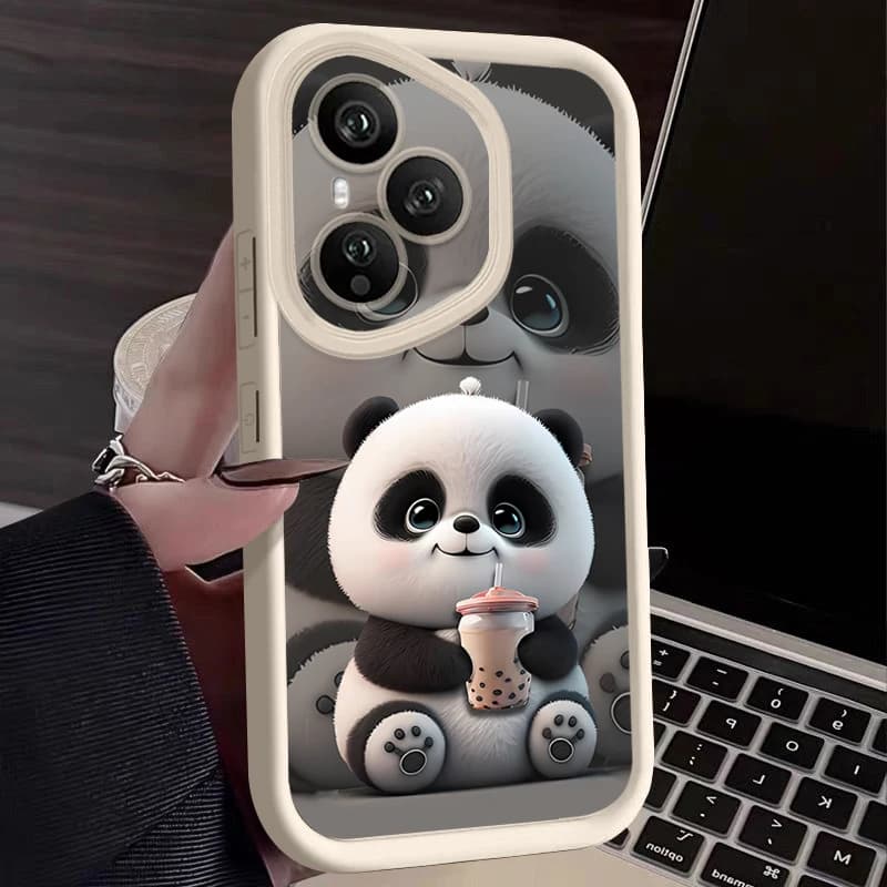 Phone Case with Pattern Panda and Tea at Honor 400 200 Pro X8c X9c Smart X6a X6c Magic7 Lite, Soft TPU Shock Cover